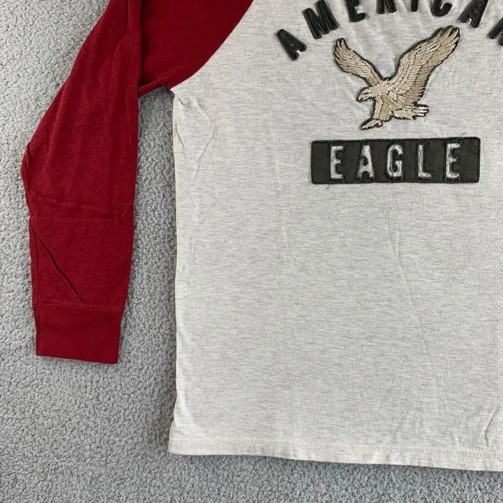 NEW American‎ Eagle T shirt Mens XL Gray Red Vintage Classic Fit Raglan Baseball
